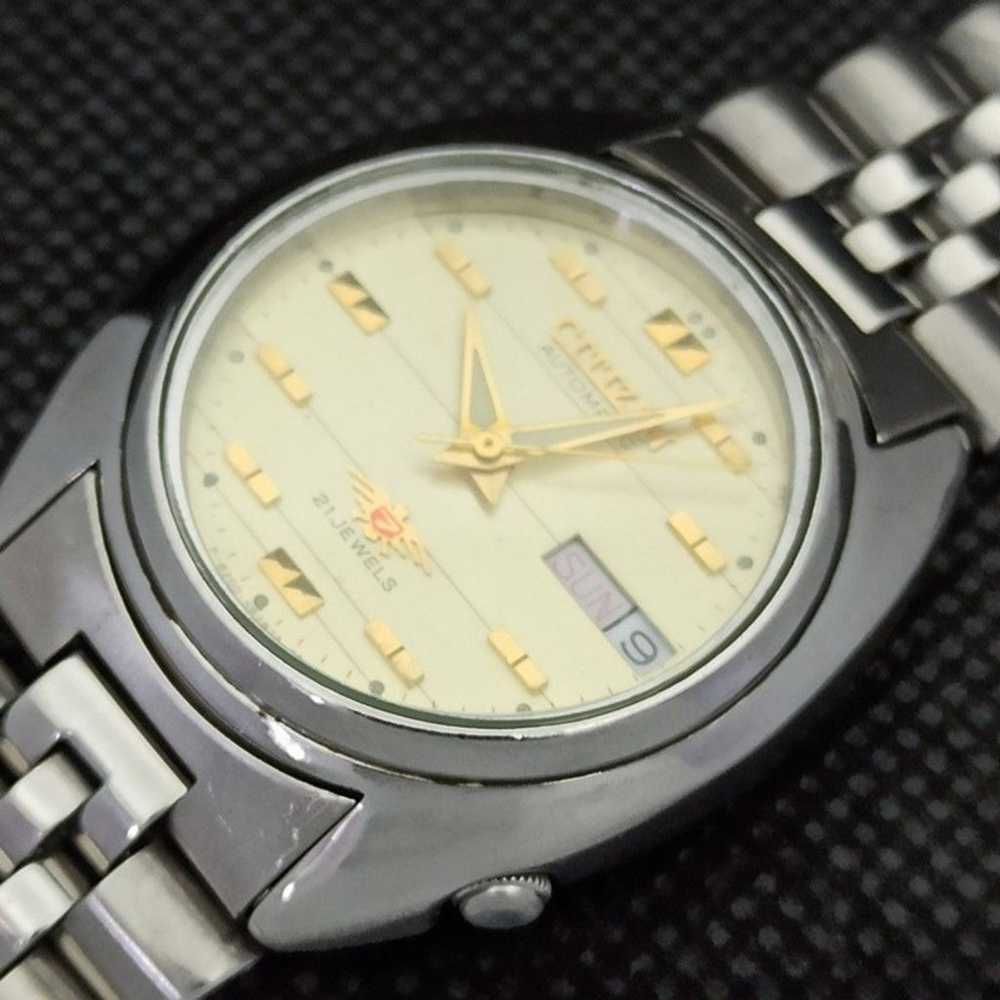 Vintage 1980 Citizen Automatic Mens Silver Watch … - image 6