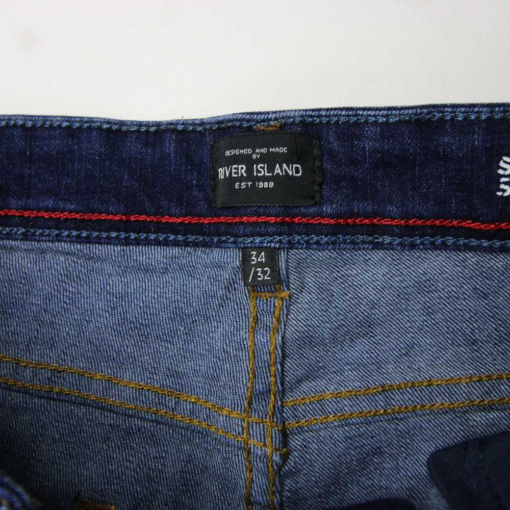 River Island Jeans Men's 34x32 Blue Denim Used Ta… - image 4