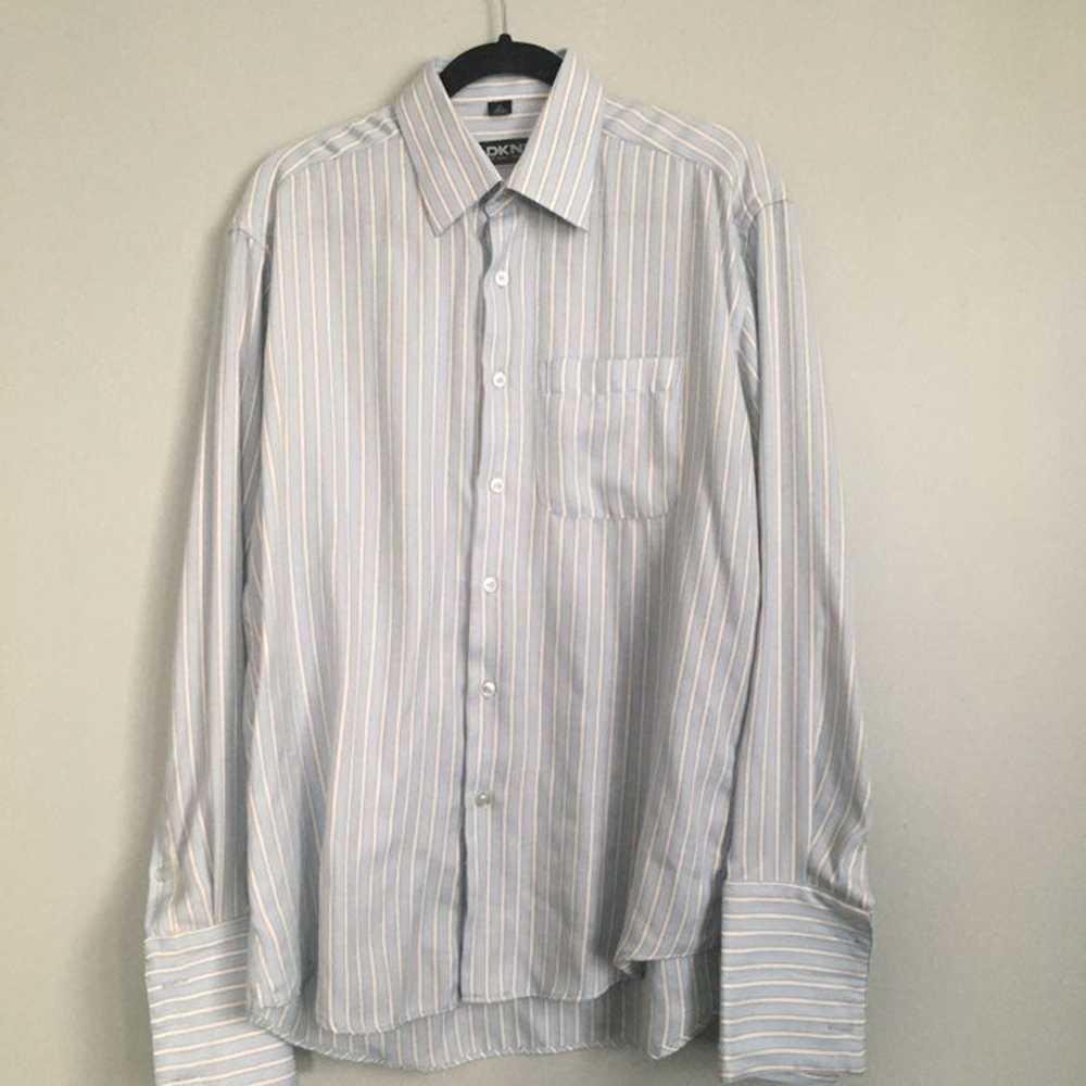 Vintage 2000s DKNY white & blue Flannel - image 1