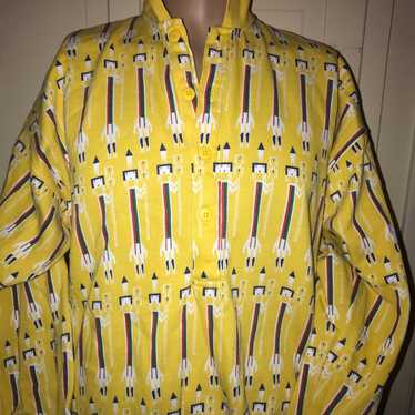 Vintage 80’s Fizz Ed Yellow Abstract Art Sweater.