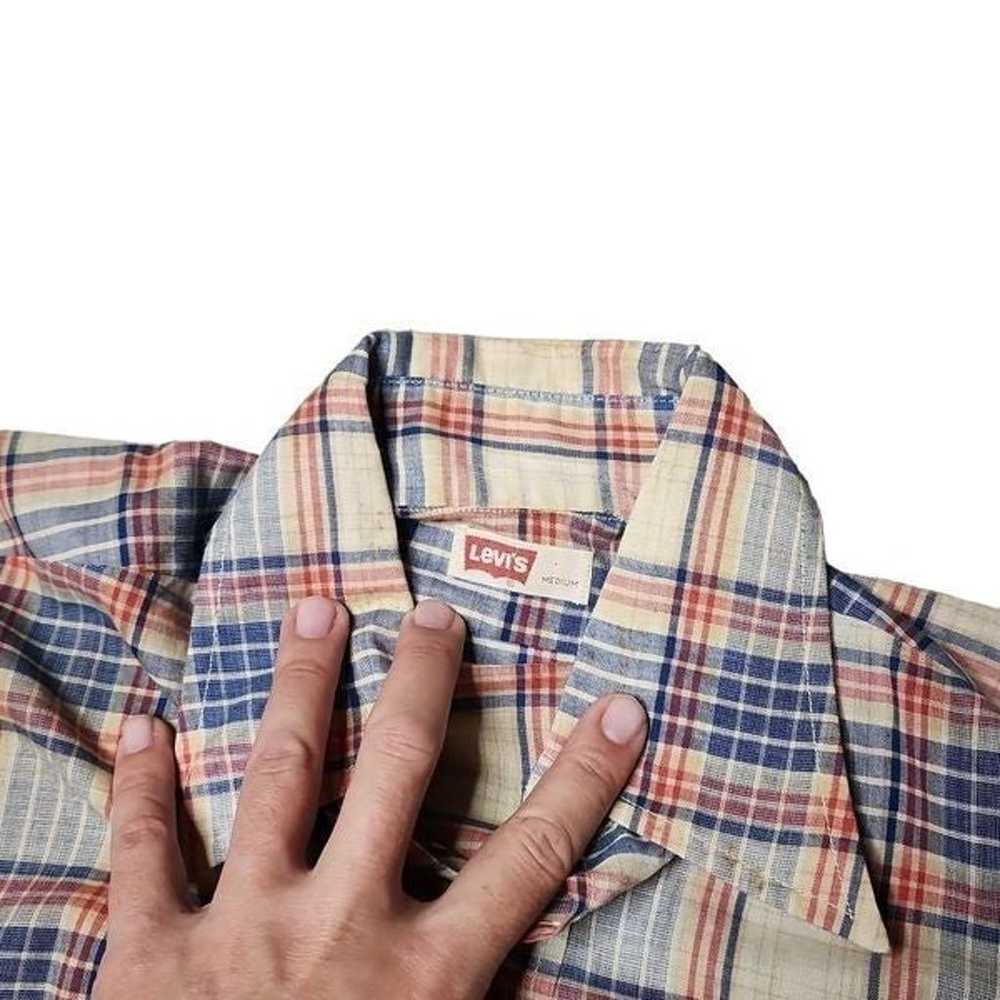 Vintage Levi's plaid wing collar button down shirt - image 3