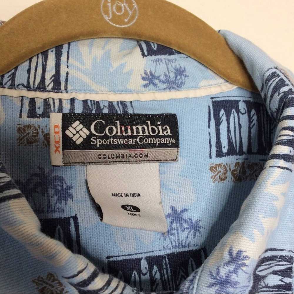 Vintage Columbia Shirt XL Blue Textured Hawaiian … - image 4