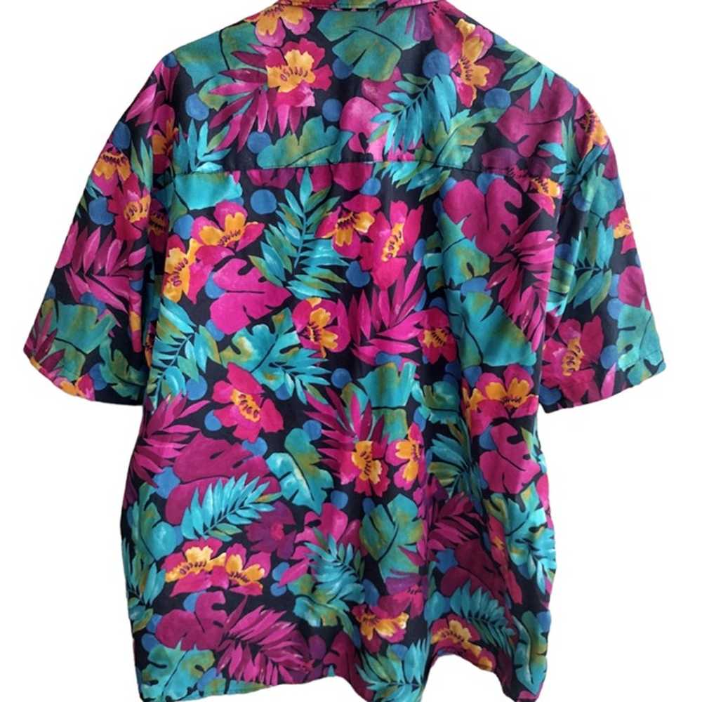 Vintage 90s Floral Tropical Hawaiian Button Down … - image 2