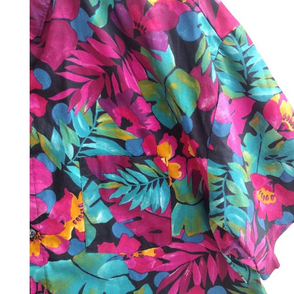 Vintage 90s Floral Tropical Hawaiian Button Down … - image 3