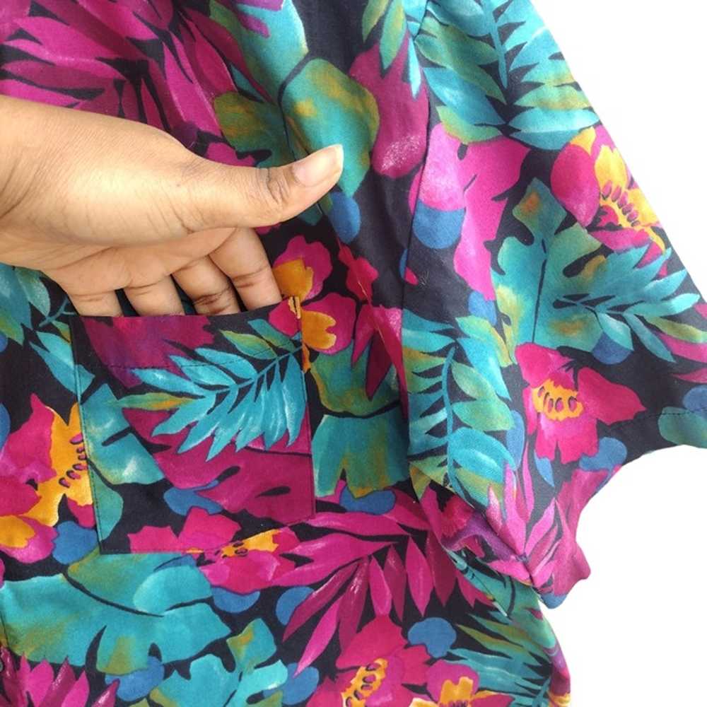Vintage 90s Floral Tropical Hawaiian Button Down … - image 4