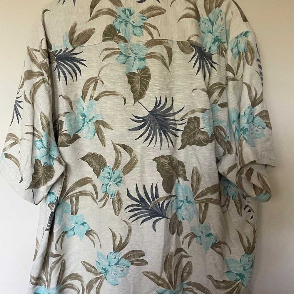 Caribbean Mens XL Tan Aqua Blue Floral Print Shor… - image 2