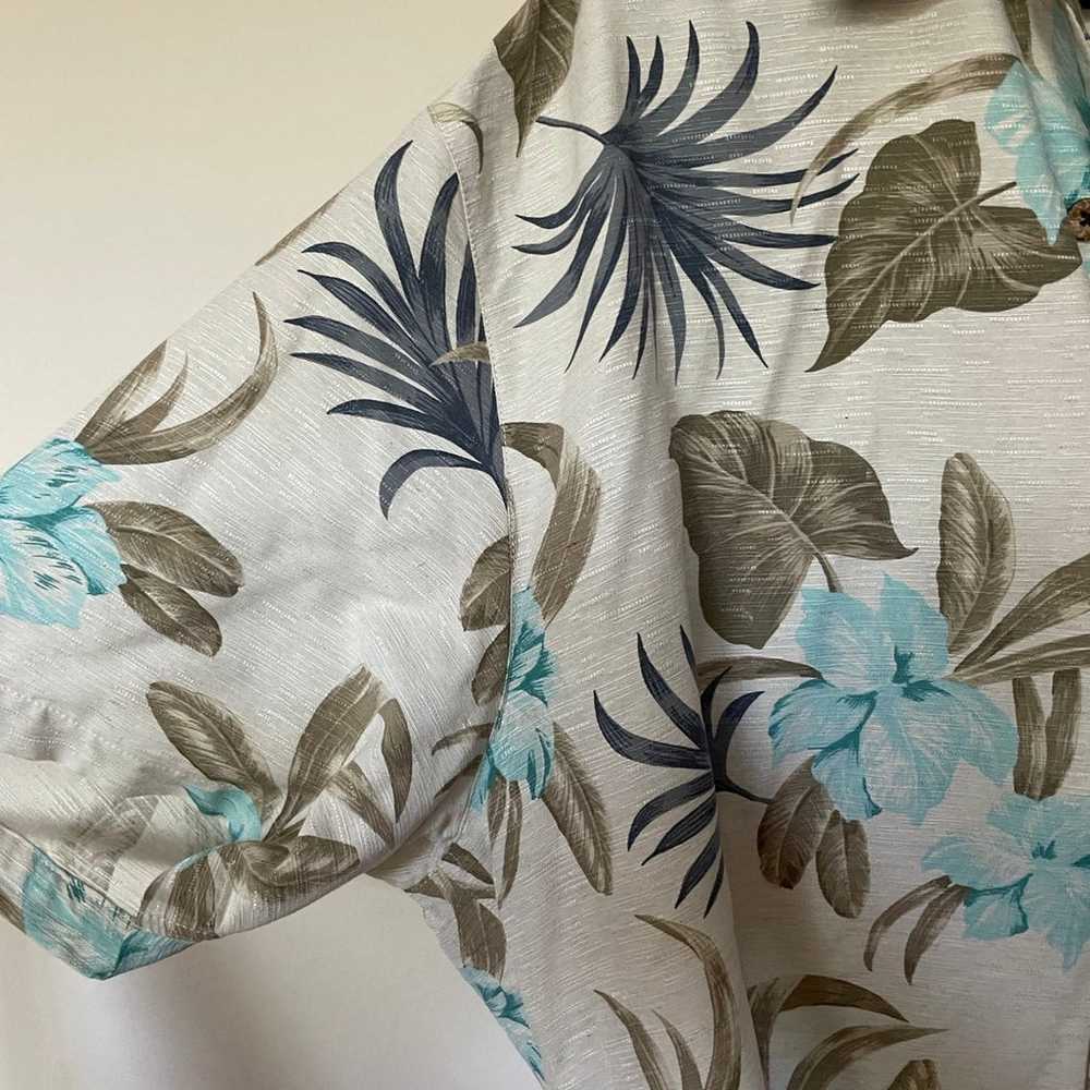 Caribbean Mens XL Tan Aqua Blue Floral Print Shor… - image 3