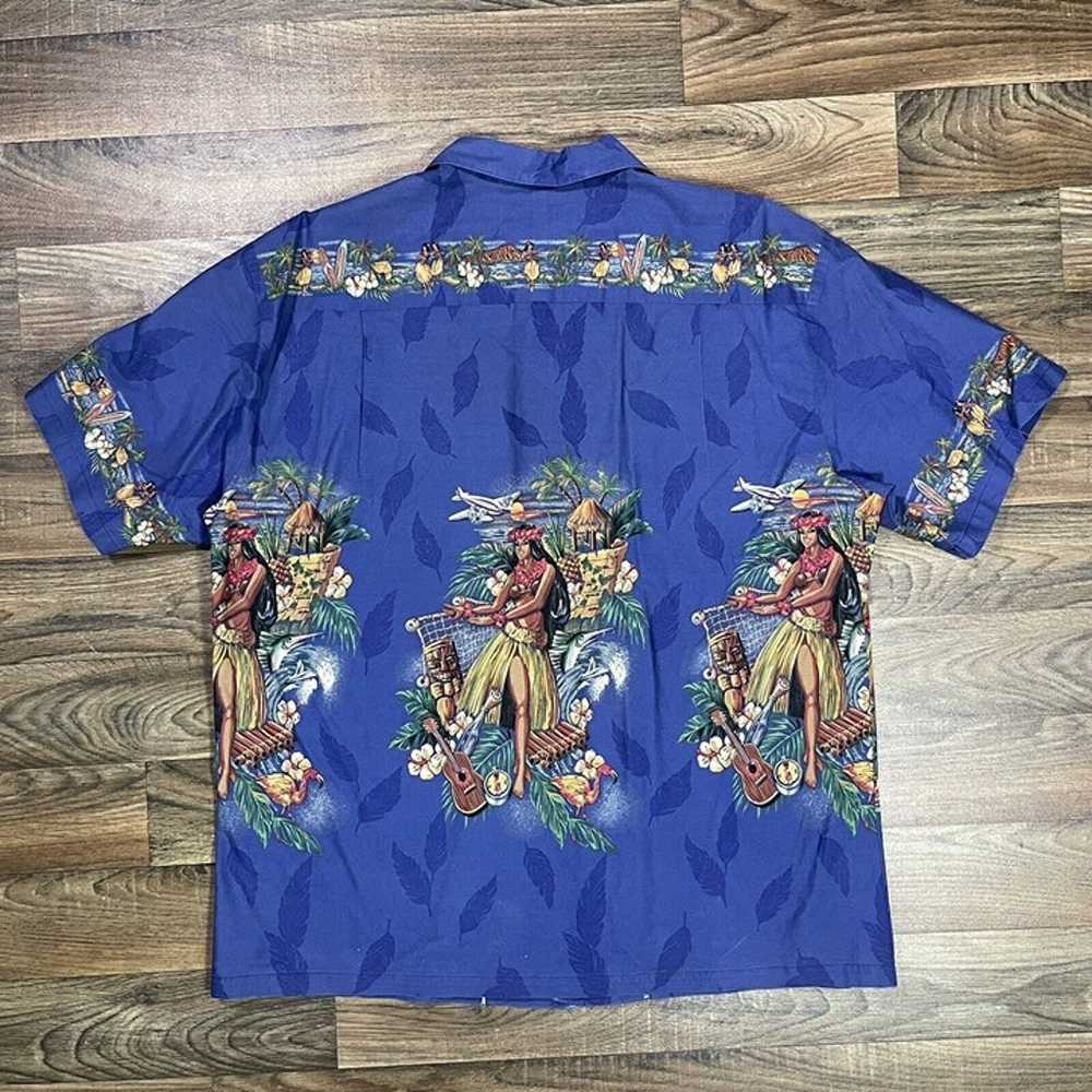 Vintage 90s Ky’s Men’s Blue Short Sleeve Hawaiian… - image 4
