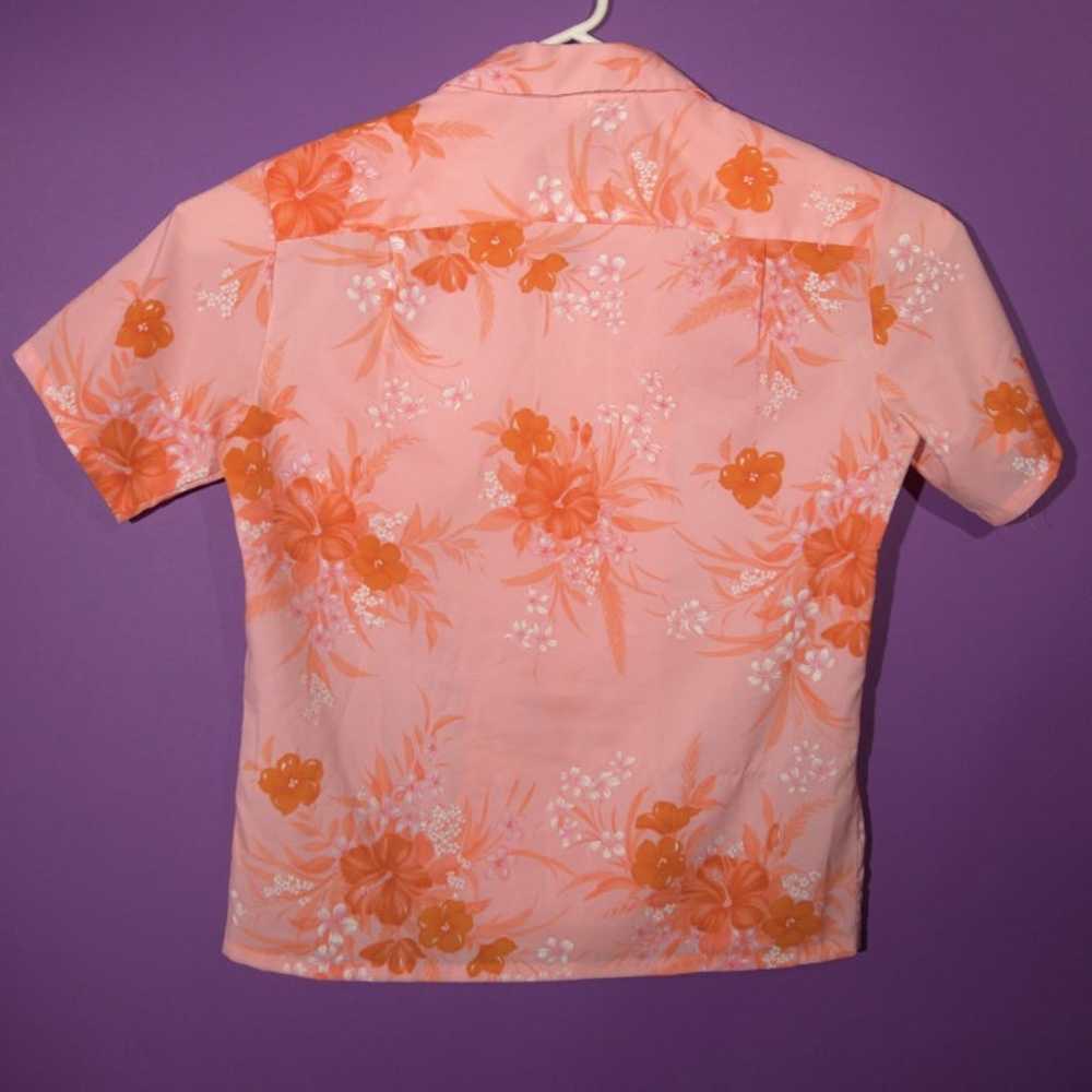 Vintage Pink & Orange Aloha Shirt - image 2