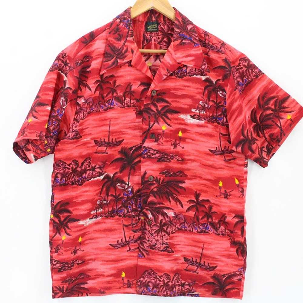 Vintage Hawaiian Holiday Shirt Mens Red Button Do… - image 1