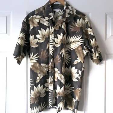 Pierre Cardin distressed black Gray Hawaiian Shir… - image 1
