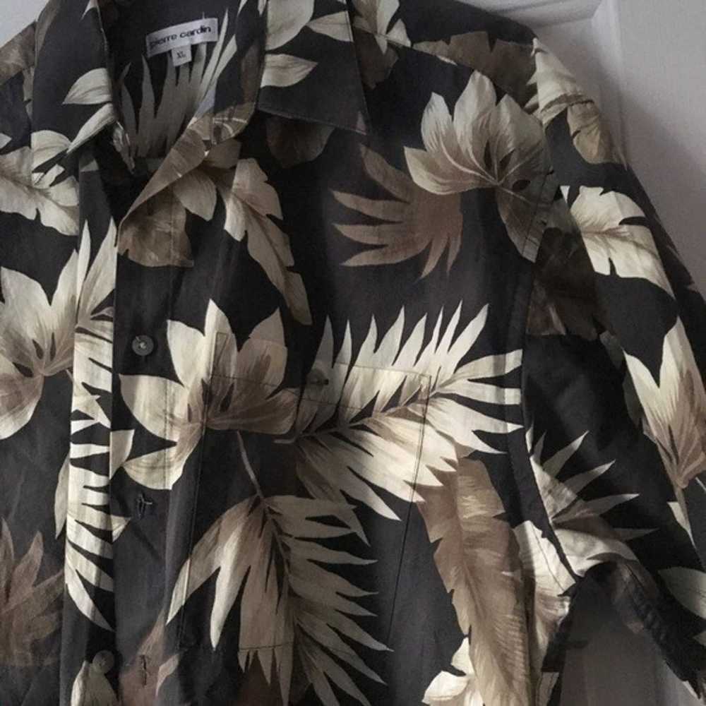 Pierre Cardin distressed black Gray Hawaiian Shir… - image 2