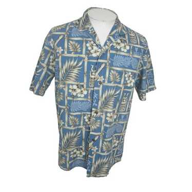 Hawaiian Shirt 1990's Vintage No Boundaries Tropical Tiki God Mug Statue  Print Aloha Tiki Luau Party Size L Large Cotton Mens Camp Shirt 