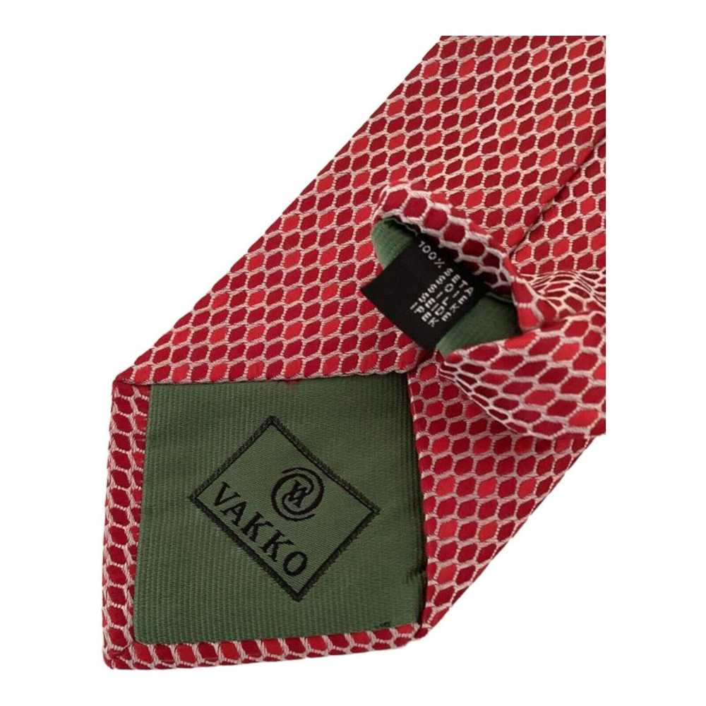 Vakko VAKKO Red Geometric Silk Tie Made In Italy … - image 2