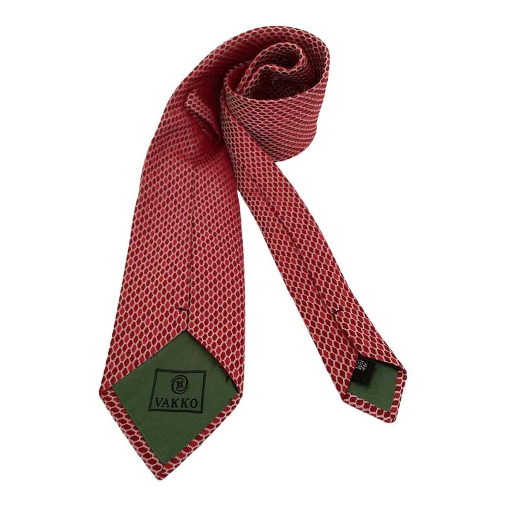 Vakko VAKKO Red Geometric Silk Tie Made In Italy … - image 7