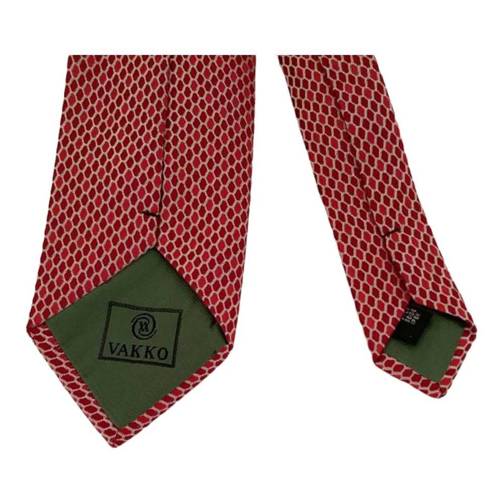 Vakko VAKKO Red Geometric Silk Tie Made In Italy … - image 8