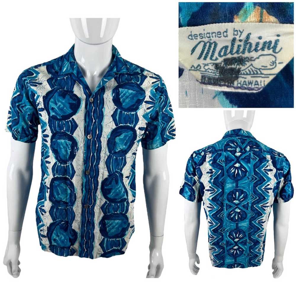 Malihini Mens Small Hawaiian Shirt Button Front B… - image 1
