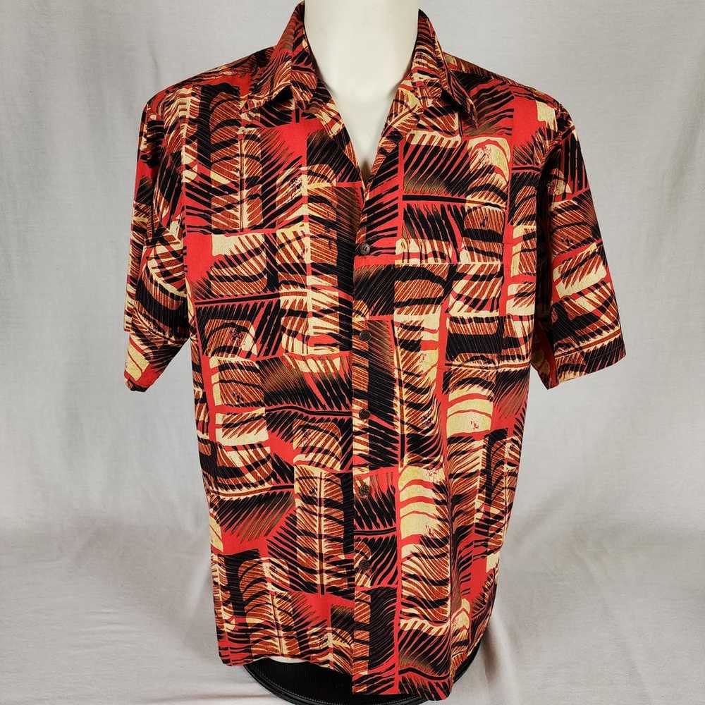 Go Barefoot XL Red & Black Hawaiian Shirt - image 1
