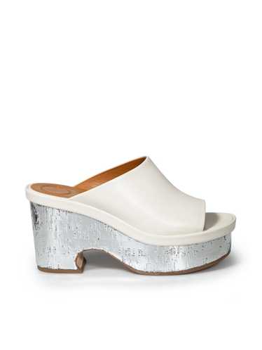 Chloe Ecru Leather Oli Platform Mule Sandals