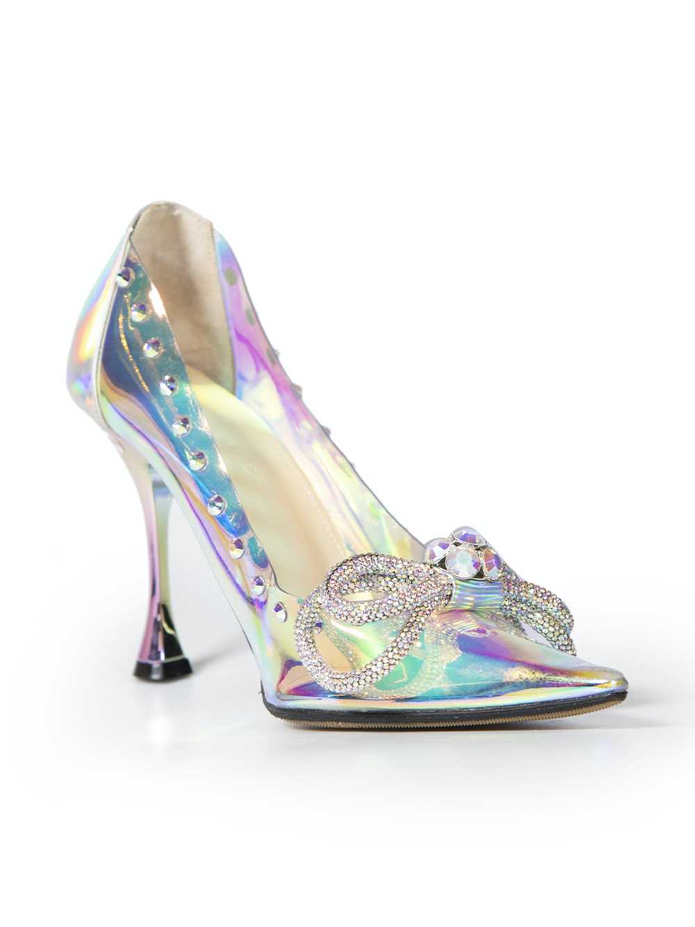 MACH & MACH Silver Iridescent Embellished Heels - image 2