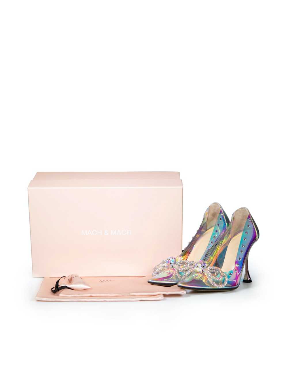 MACH & MACH Silver Iridescent Embellished Heels - image 7