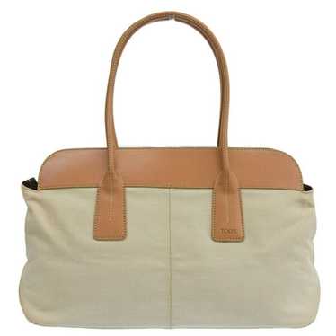 Tod's TOD'S Canvas Leather Tote Bag Beige Brown L… - image 1