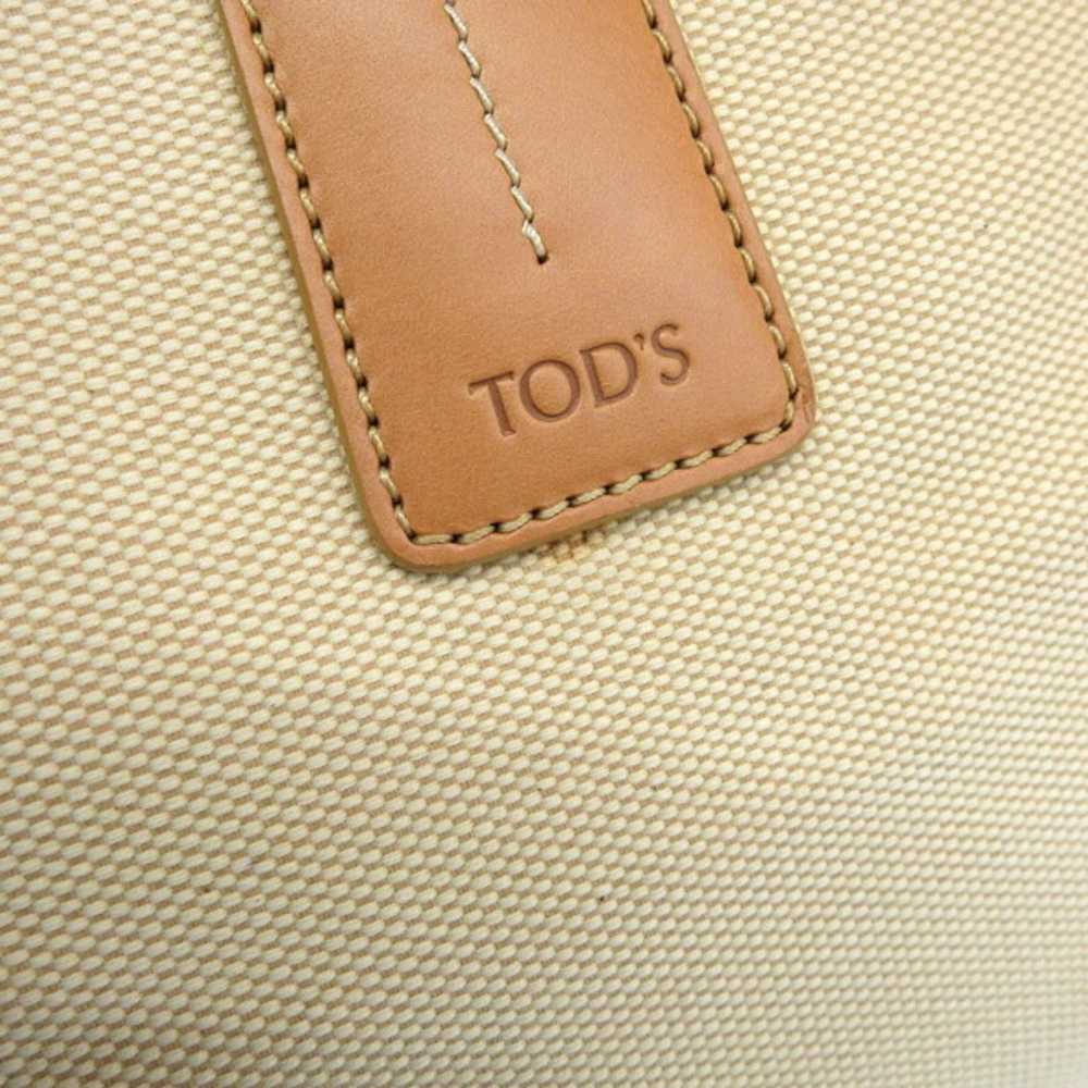 Tod's TOD'S Canvas Leather Tote Bag Beige Brown L… - image 8