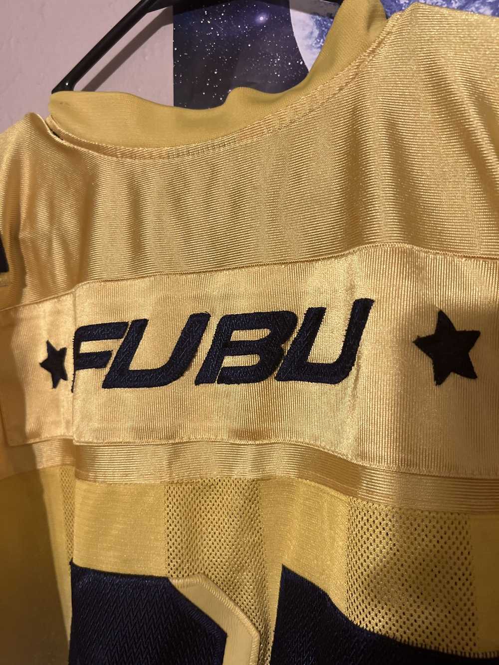 Fubu × Vintage Vintage Fubu Jersey, Yellow and Bl… - image 3