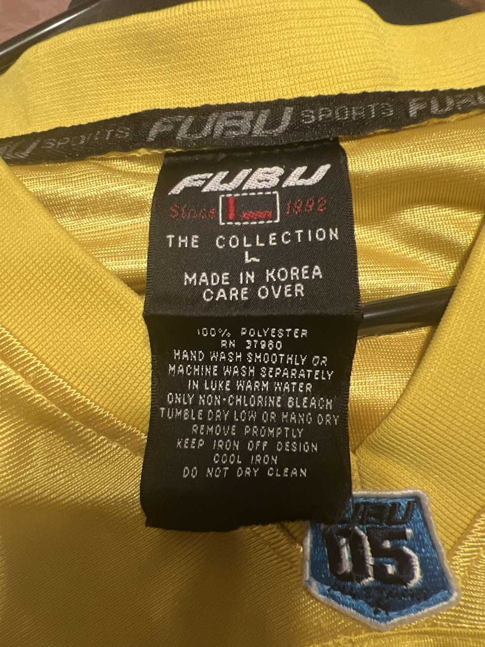 Fubu × Vintage Vintage Fubu Jersey, Yellow and Bl… - image 4