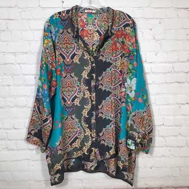 Johnny Was Silk Sorbet Print Blouse purchases Size XL