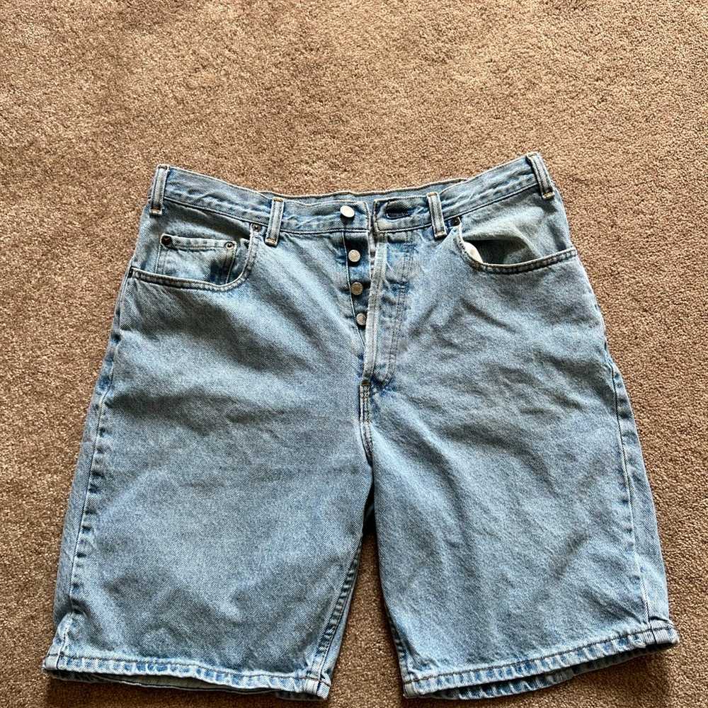 Vintage 90s Gap Jean Shorts Jorts 36 Loose Fit Bu… - image 1