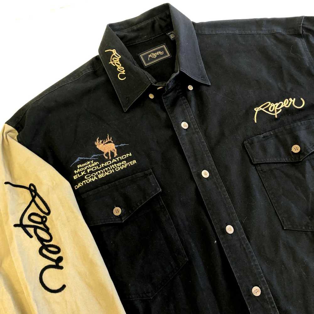 Roper 80's Roper Black Embroidered Rocky Mountain… - image 1