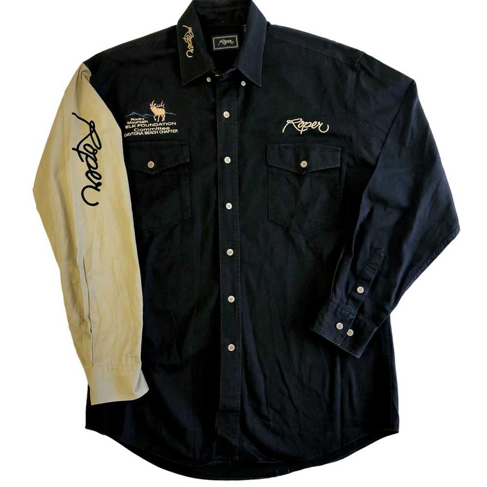 Roper 80's Roper Black Embroidered Rocky Mountain… - image 2