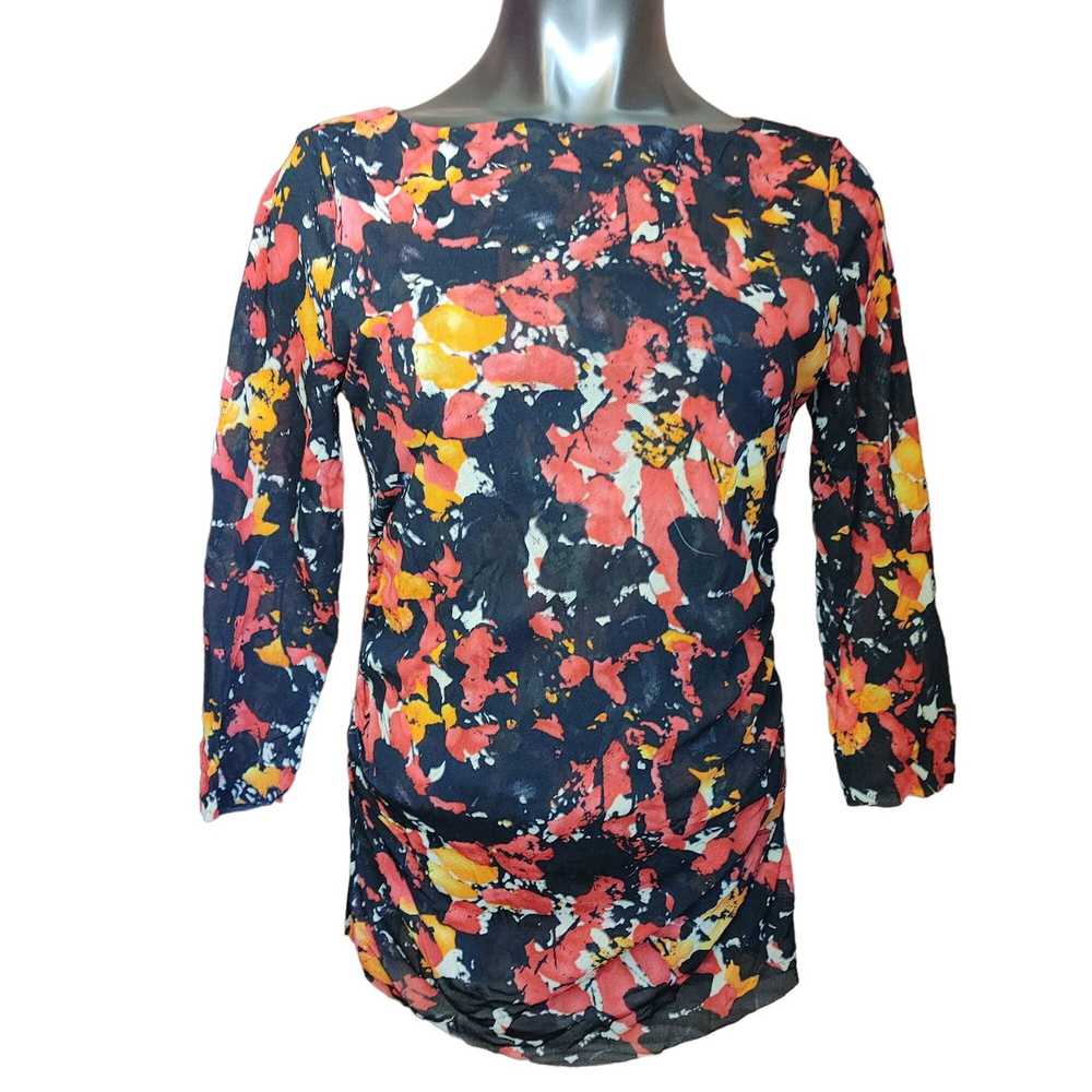 Other CHAUS Womens M Black Multi Floral 3/4 Sleev… - image 1
