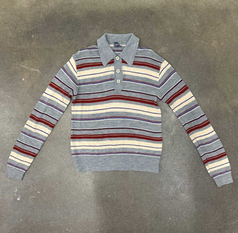 Vintage Vintage 70's Wool Blend Knit Stripe Polo … - image 1