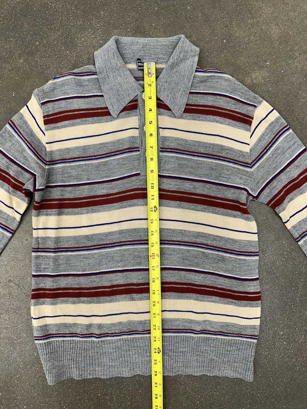 Vintage Vintage 70's Wool Blend Knit Stripe Polo … - image 3