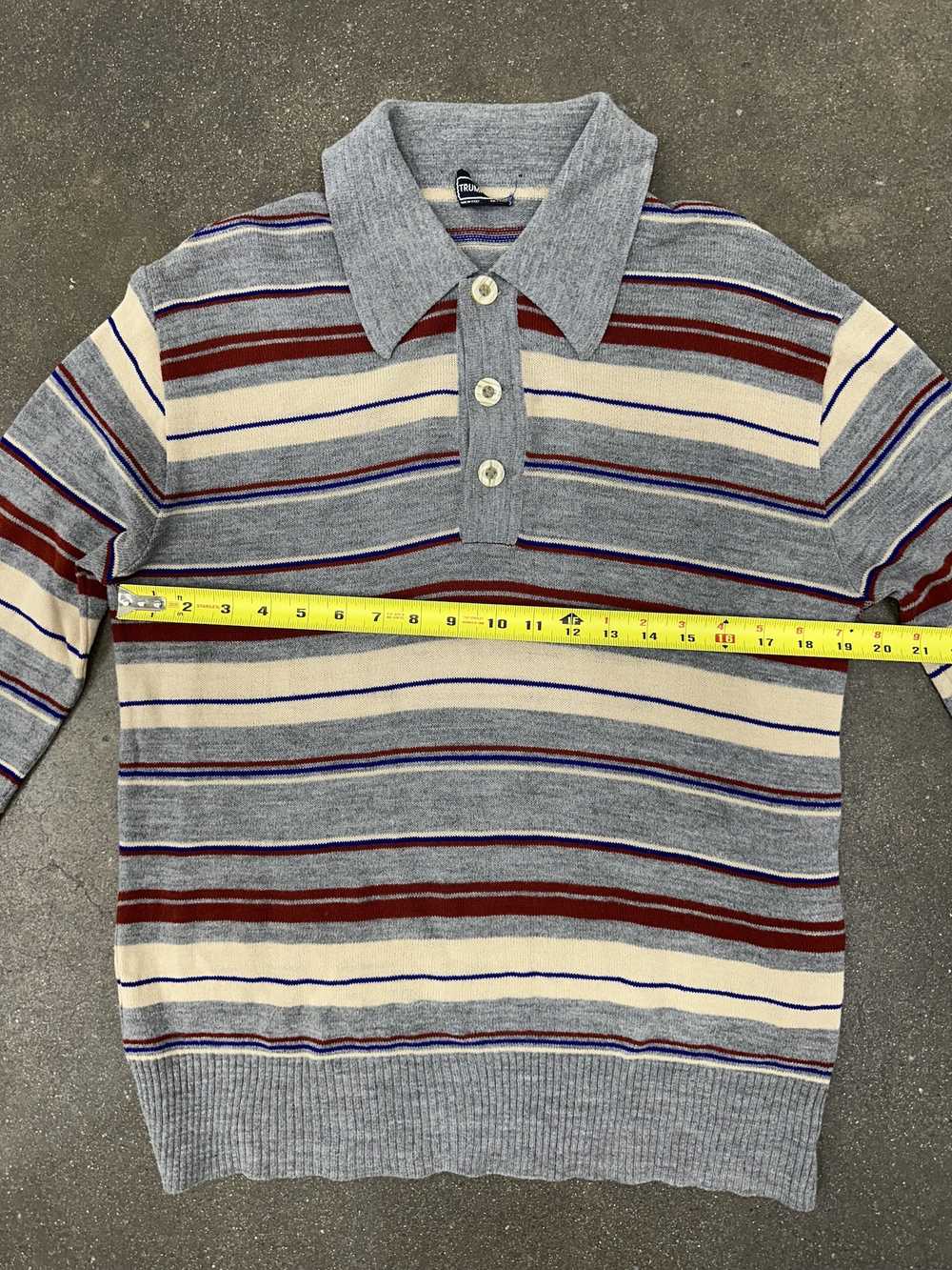 Vintage Vintage 70's Wool Blend Knit Stripe Polo … - image 4