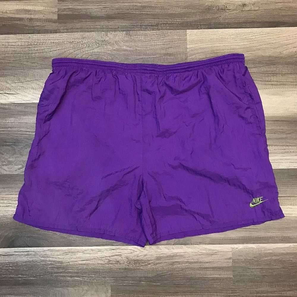 Vintage Nike 80s 90s Grey Tag Purple Lined Swim S… - image 1