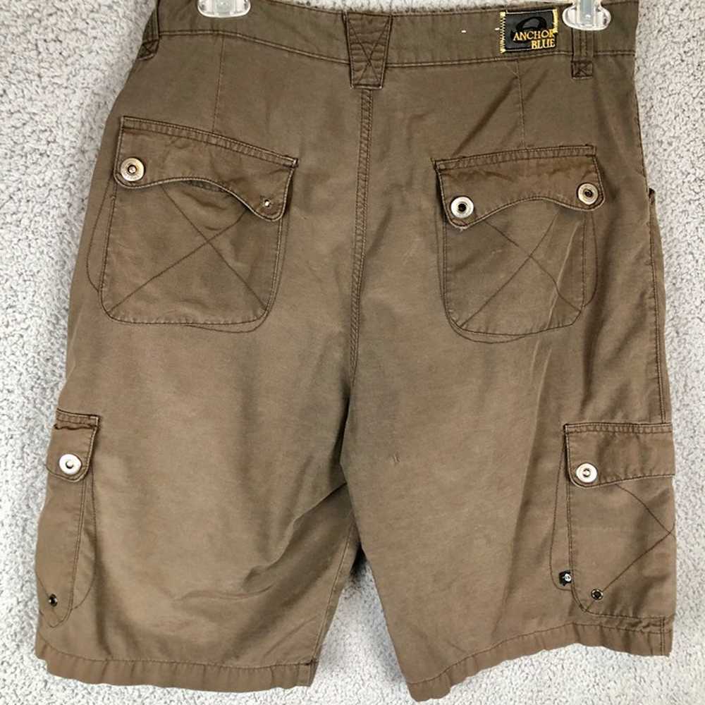 VTG y2k Anchor Blue Cargo Shorts Mens SIze 34 Emb… - image 2