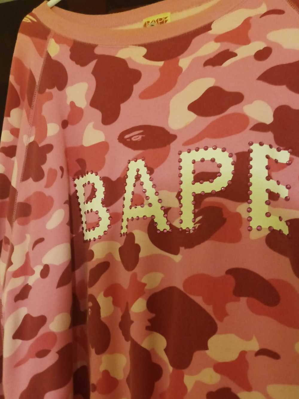 Bape XXL Pink BAPE Swarovski Crystal Sweater - image 1