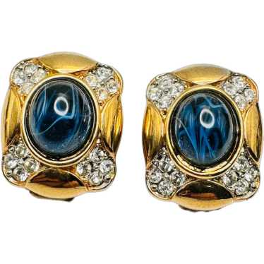 Vintage CRAFT Gem Craft Signed Sapphire Glass Rhi… - image 1
