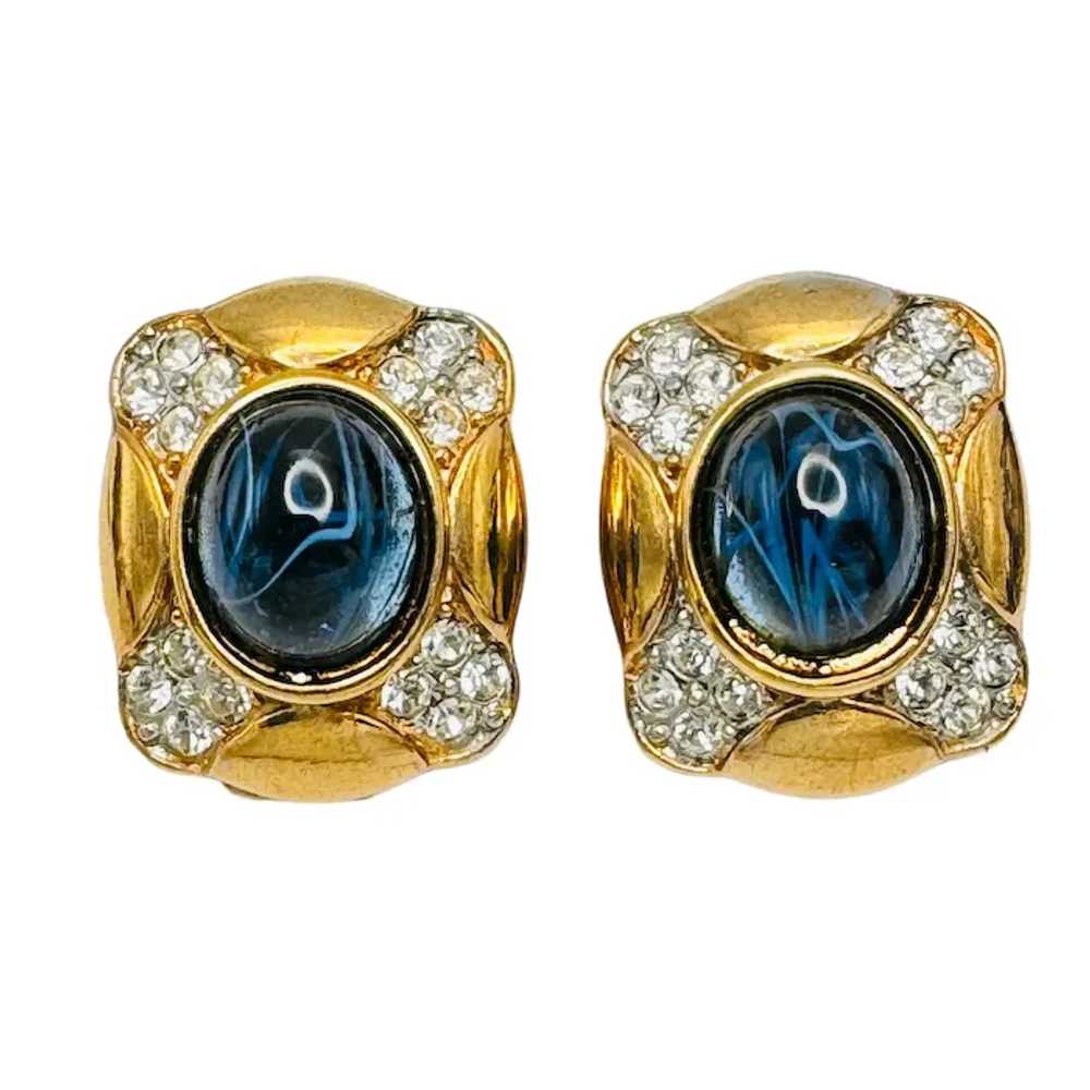 Vintage CRAFT Gem Craft Signed Sapphire Glass Rhi… - image 2