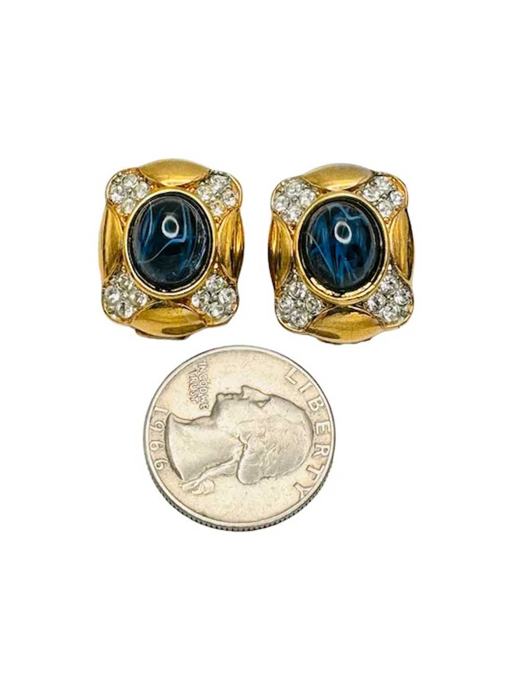 Vintage CRAFT Gem Craft Signed Sapphire Glass Rhi… - image 6