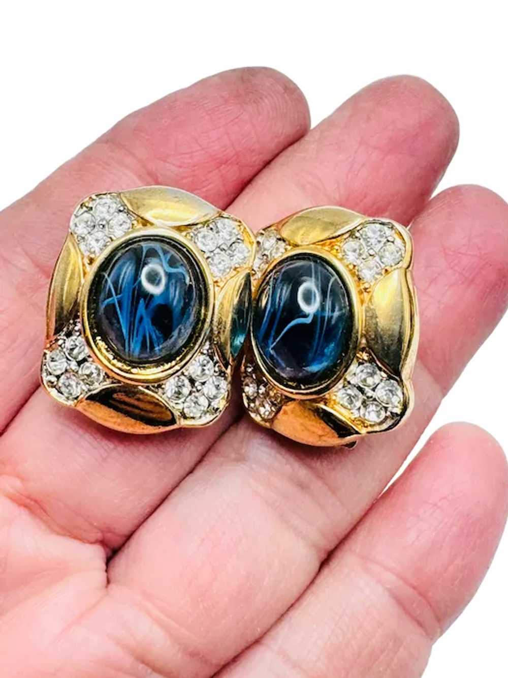 Vintage CRAFT Gem Craft Signed Sapphire Glass Rhi… - image 7