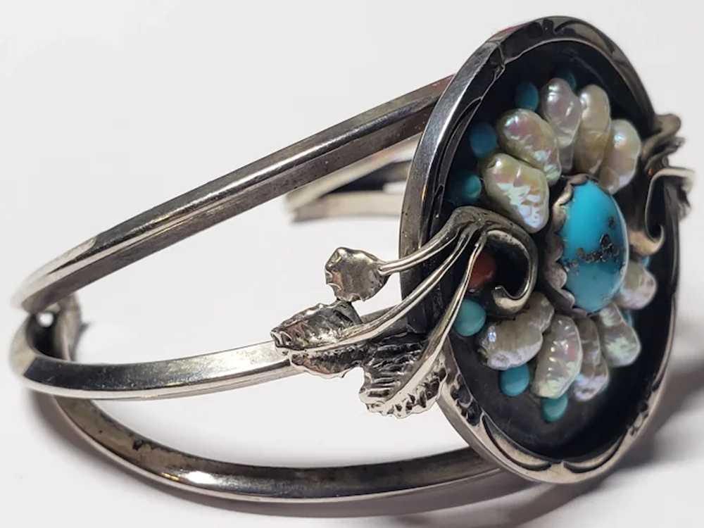 Zuni Native American Sterling Silver Turquoise Pe… - image 2