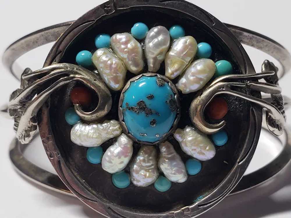 Zuni Native American Sterling Silver Turquoise Pe… - image 3