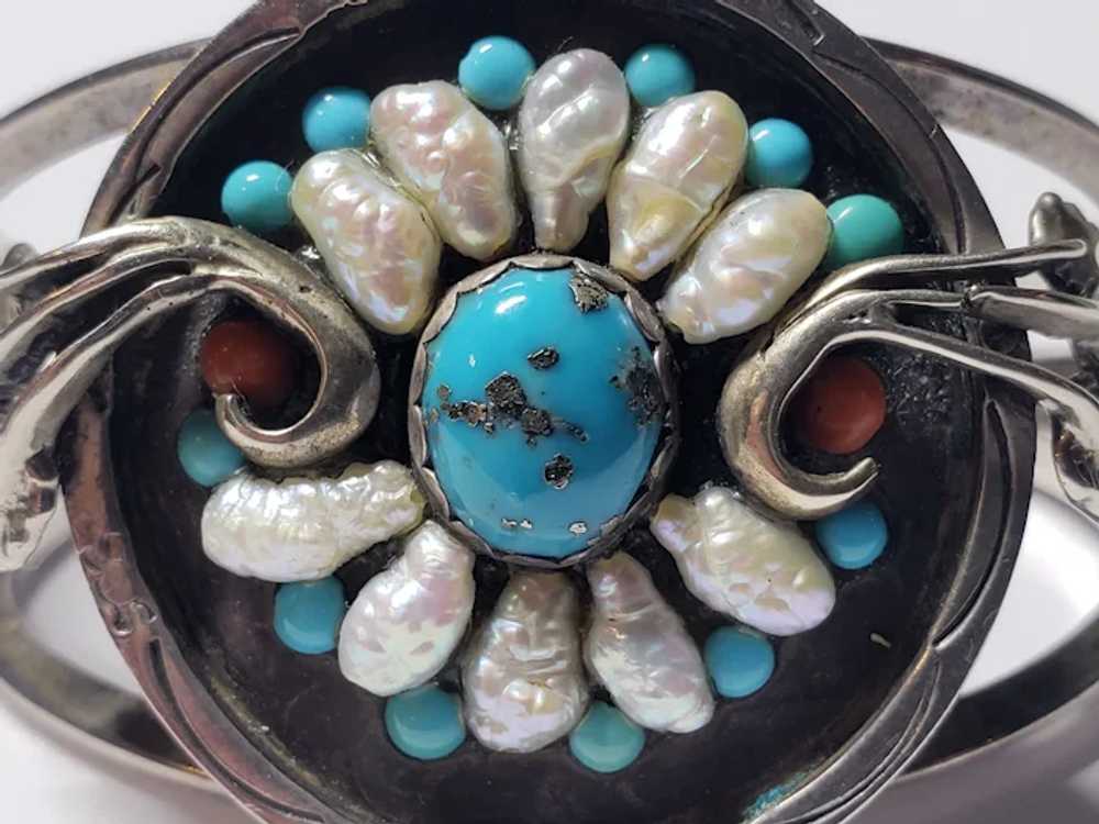 Zuni Native American Sterling Silver Turquoise Pe… - image 4