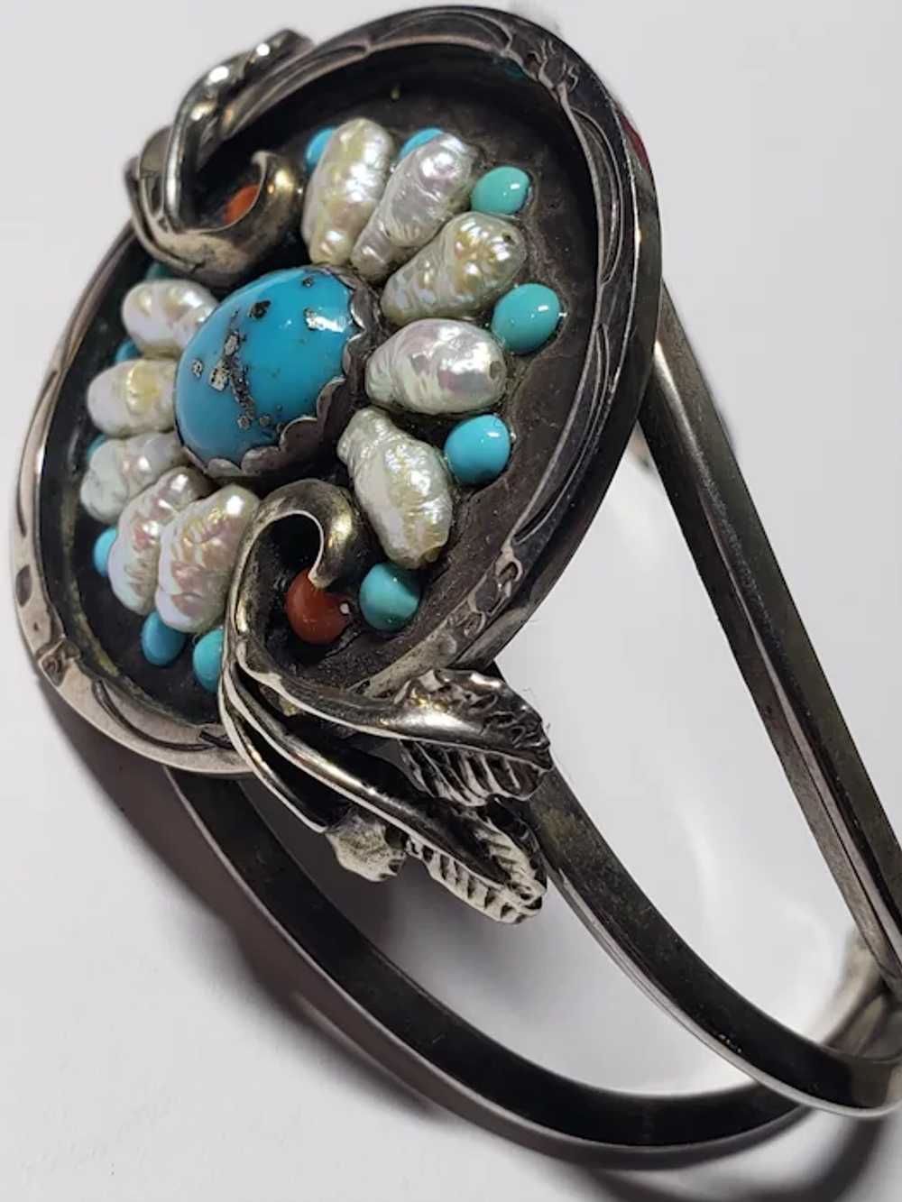 Zuni Native American Sterling Silver Turquoise Pe… - image 9