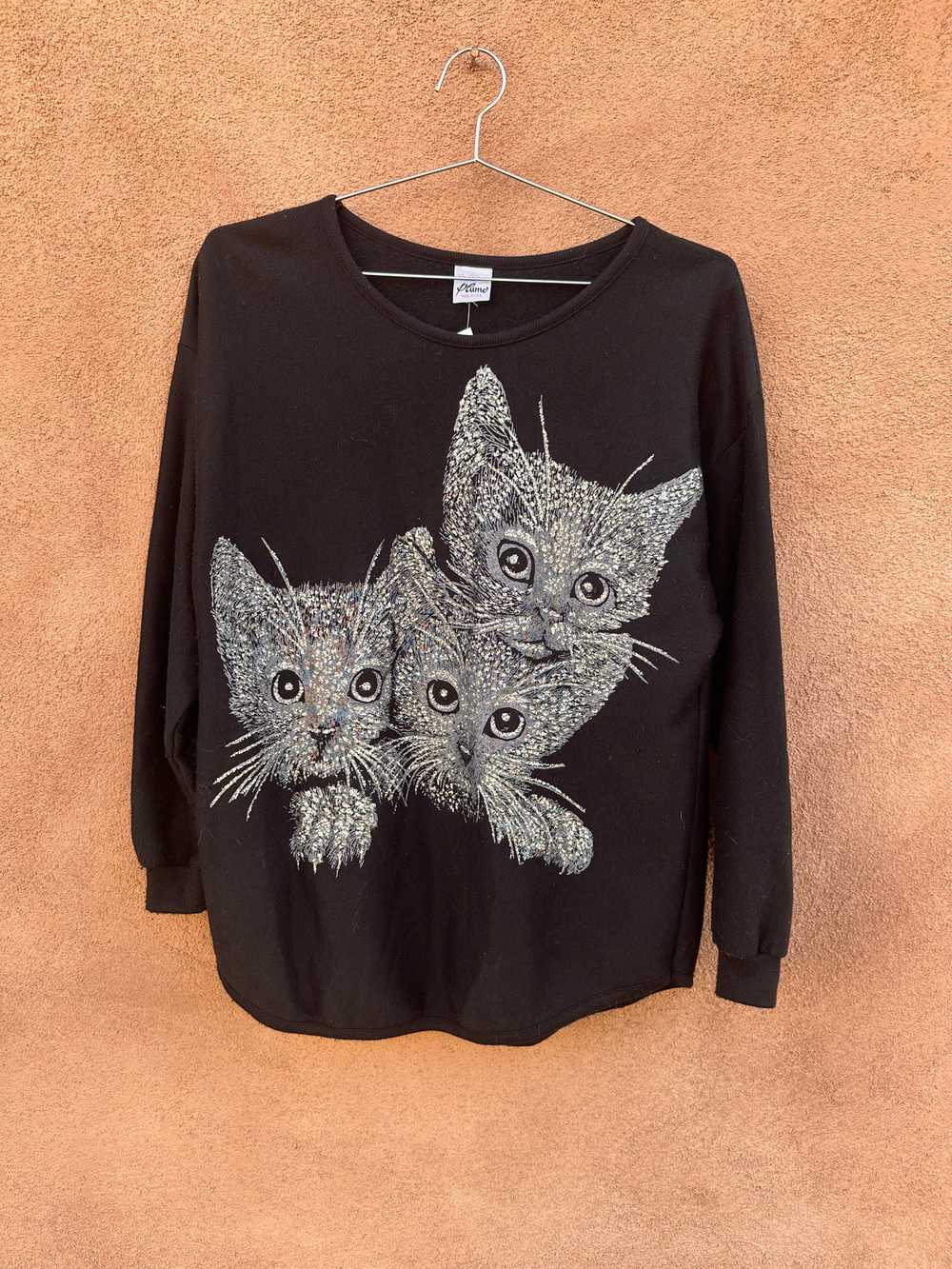 Sparkly Silver Kitten Sweatshirt - as is - image 1