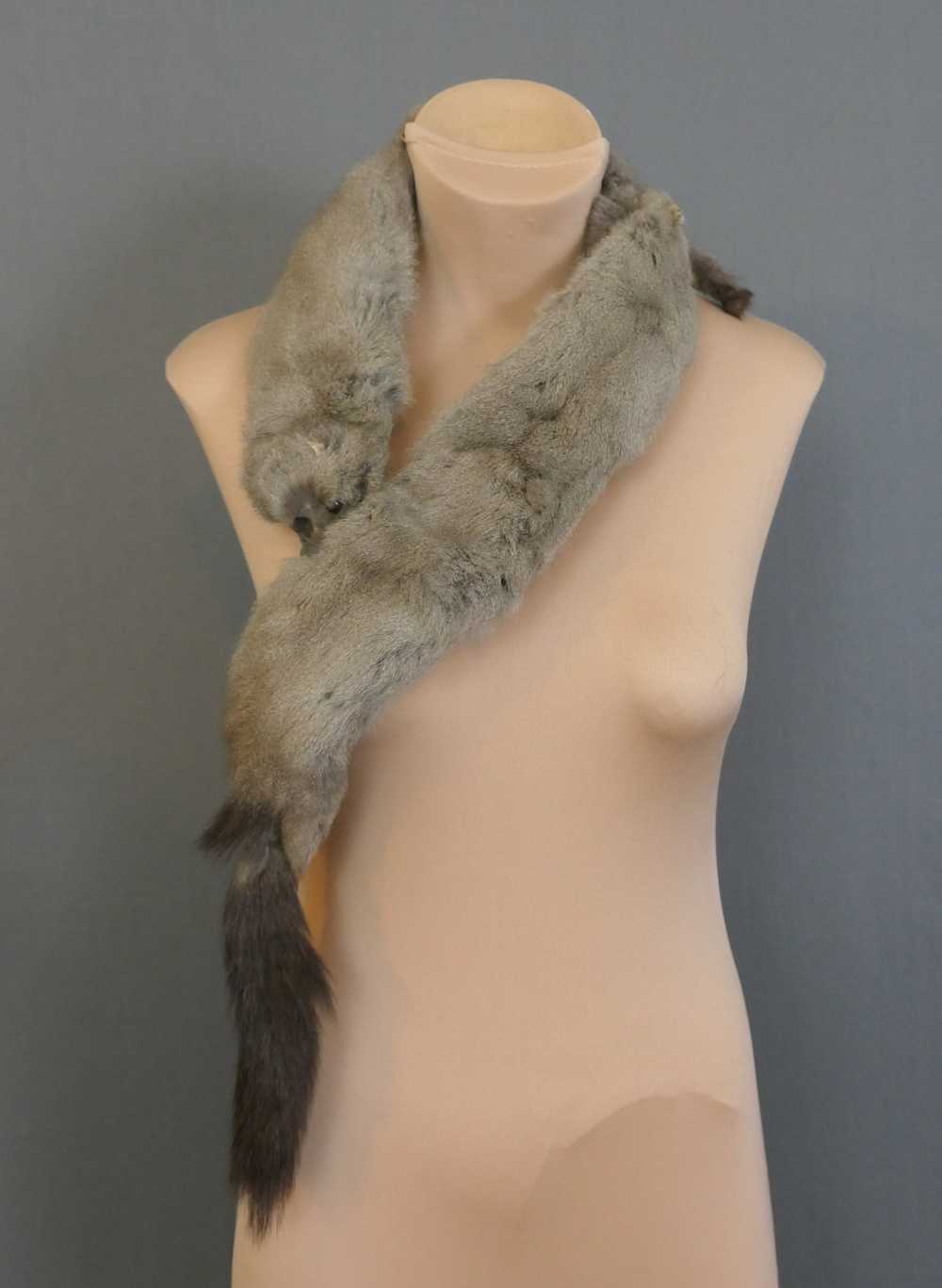 Vintage 2 Fur Stole, Grey Beige 1940s, 40 inches … - image 2